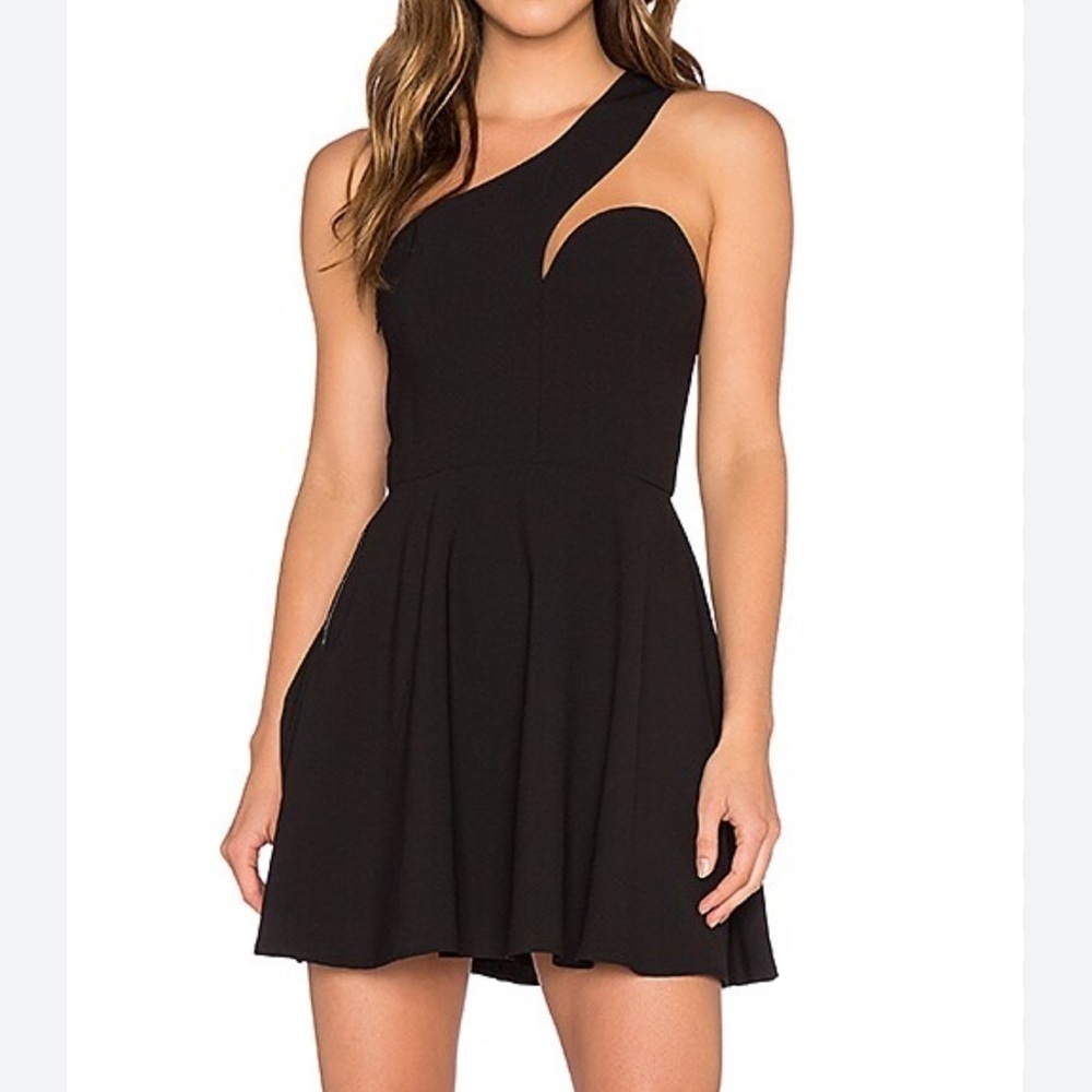NBD X Naven Twins Back It Up Mini Dress Size S Black Lined One Shoulder Edgy